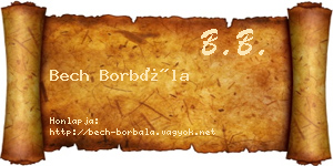 Bech Borbála névjegykártya
